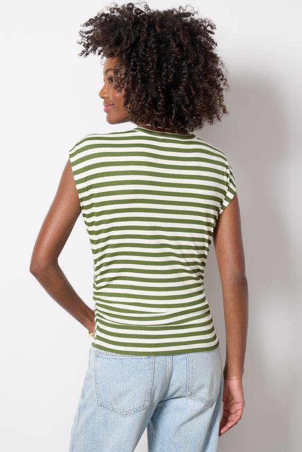 Everve Joni Stripe Crew Neck Top Greenstripe