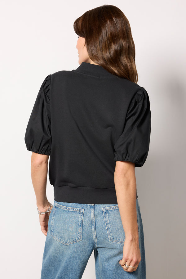 Everve Jordan Puff Sleeve Top Black
