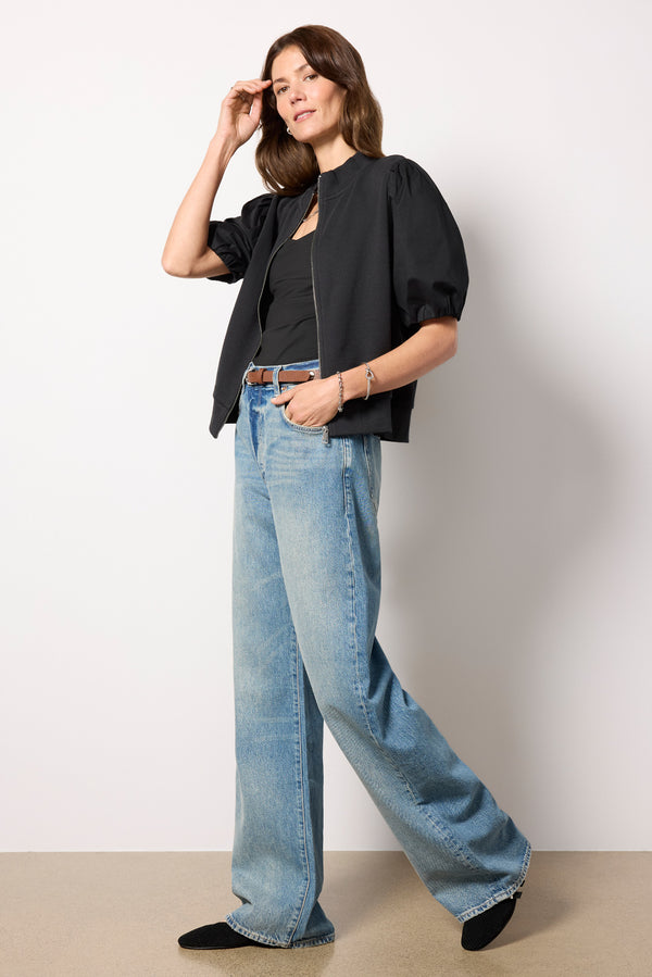 everve Jordan Puff Sleeve Top Black