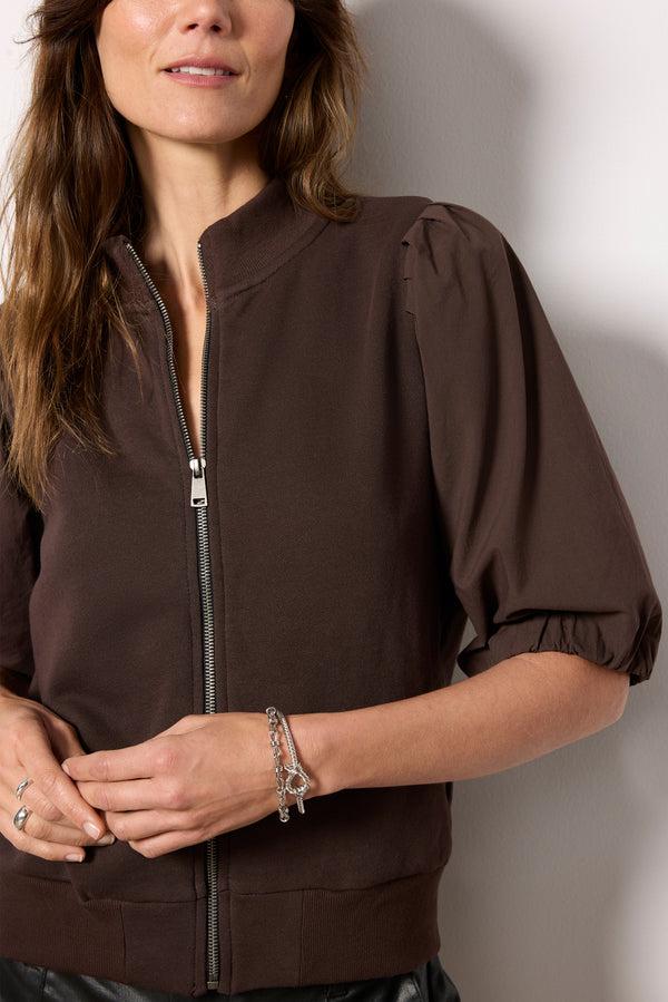 Everve Jordan Puff Sleeve Top Chocolate