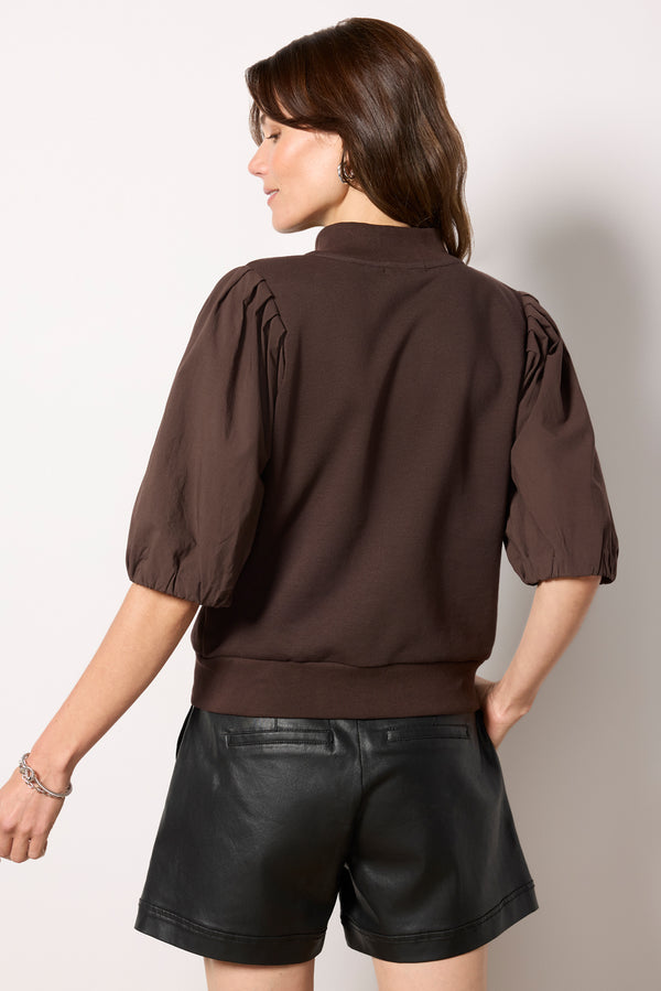 Everve Jordan Puff Sleeve Top Chocolate