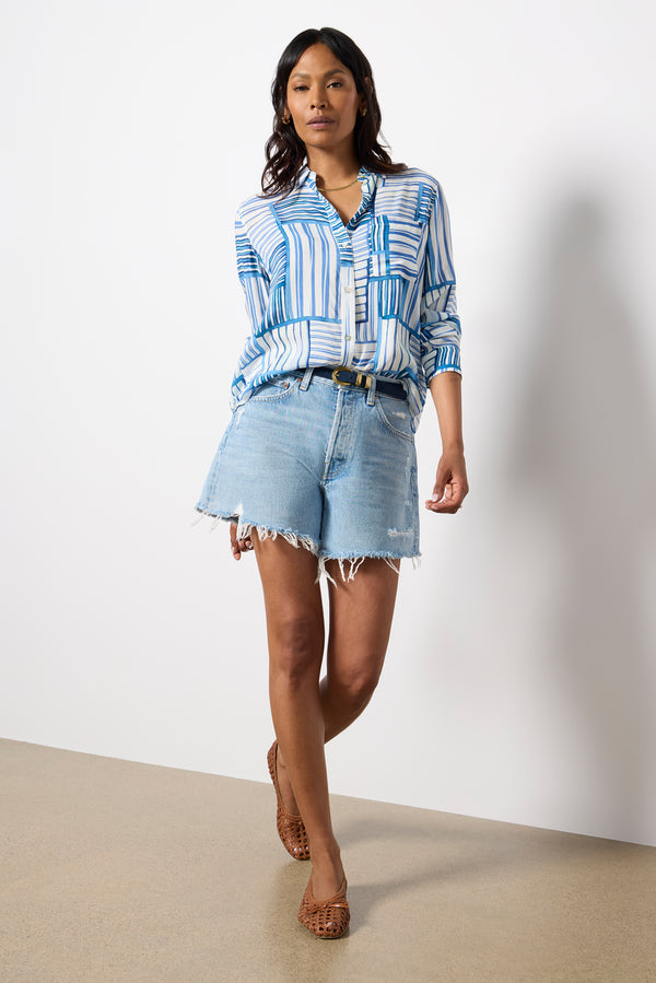 Everve Josephine Shirt Marinemixedstripe
