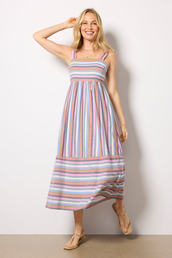 Everve Julia Stripe Midi Dress Multistripe