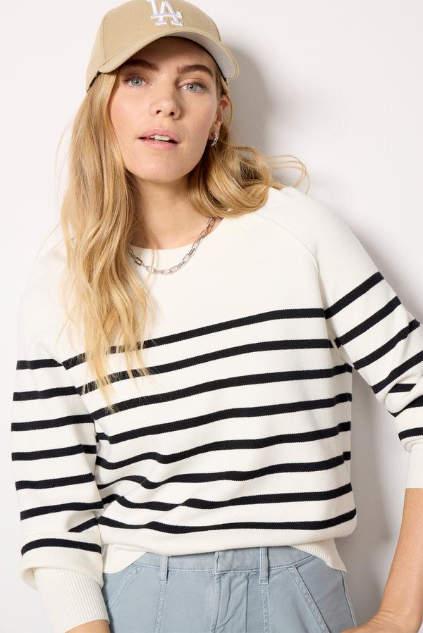 Everve June Stripe Pullover White/Blackstripe