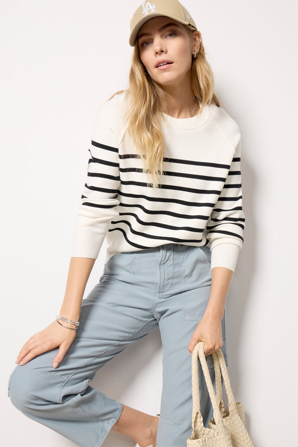 everve June Stripe Pullover White/Blackstripe