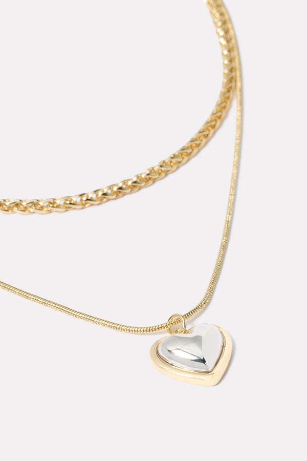 Everve Juno Heart Layer Necklace Gold/Silver