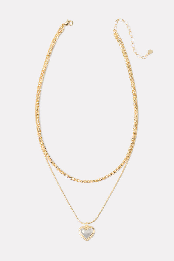 everve Juno Heart Layer Necklace Gold/Silver