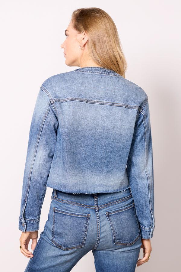 Everve Kacey Collarless Denim Jacket Bluespace