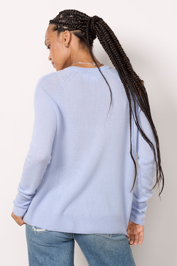 Everve Kate Vneck Cashmere Pullover Blue/Riviera