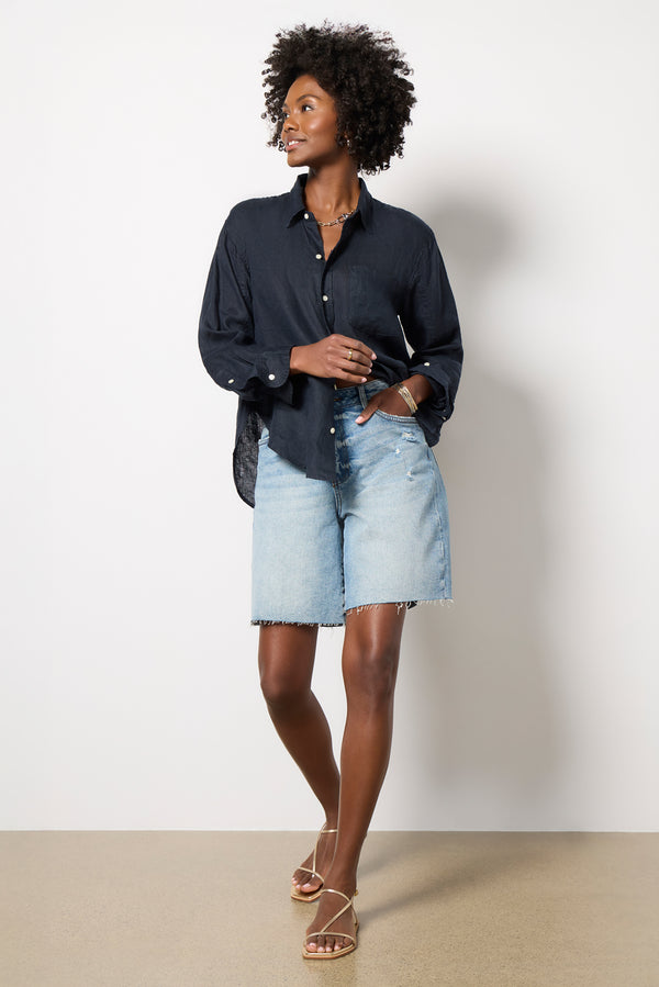 Everve Kayla Shrunken Shirt Truenavy