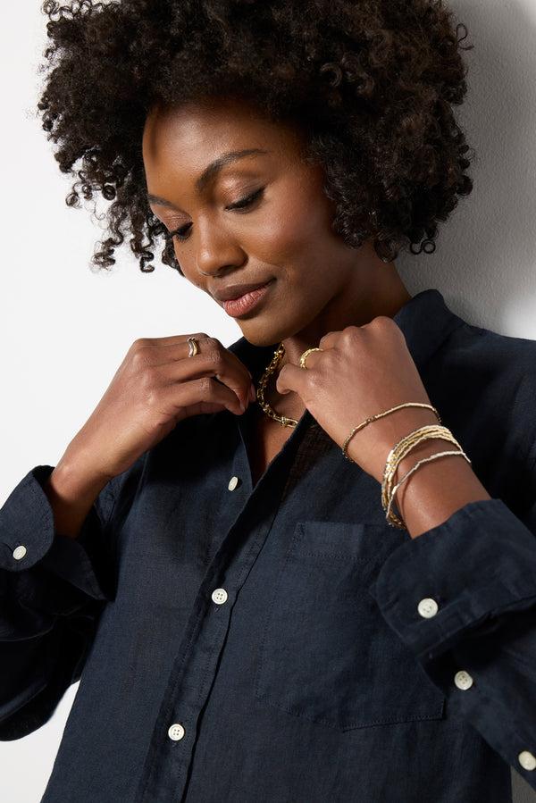 Everve Kayla Shrunken Shirt Truenavy