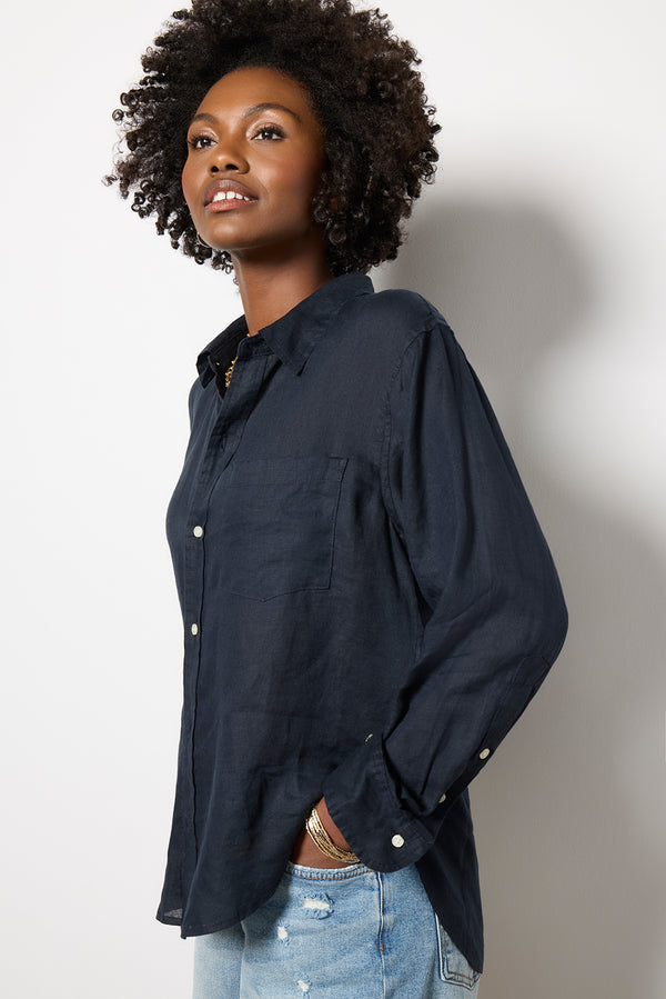 everve Kayla Shrunken Shirt Truenavy