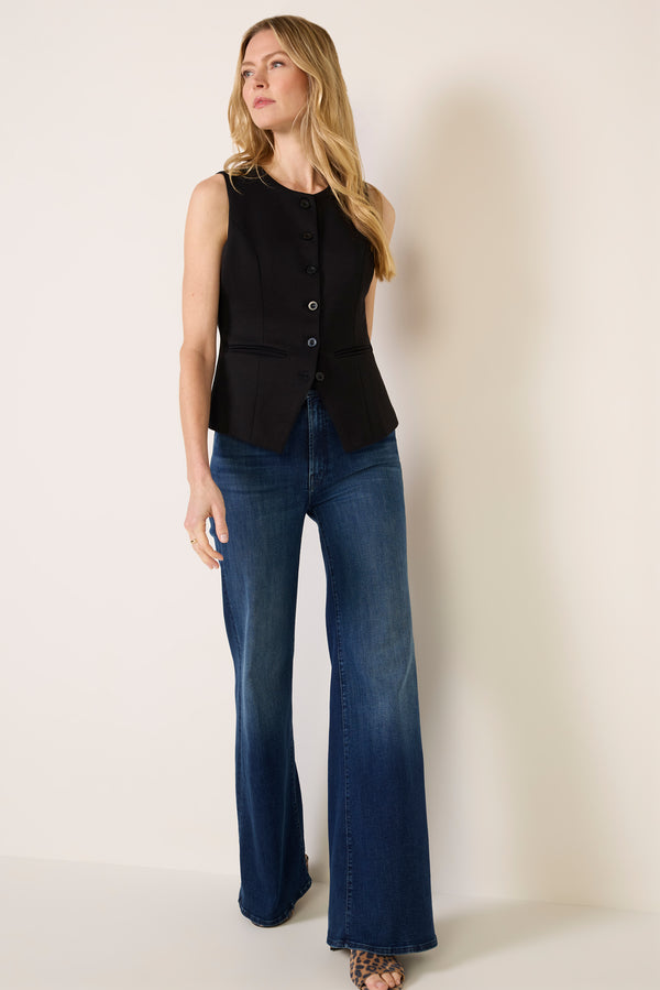 Everve Kaylie Long Ponte Vest Black