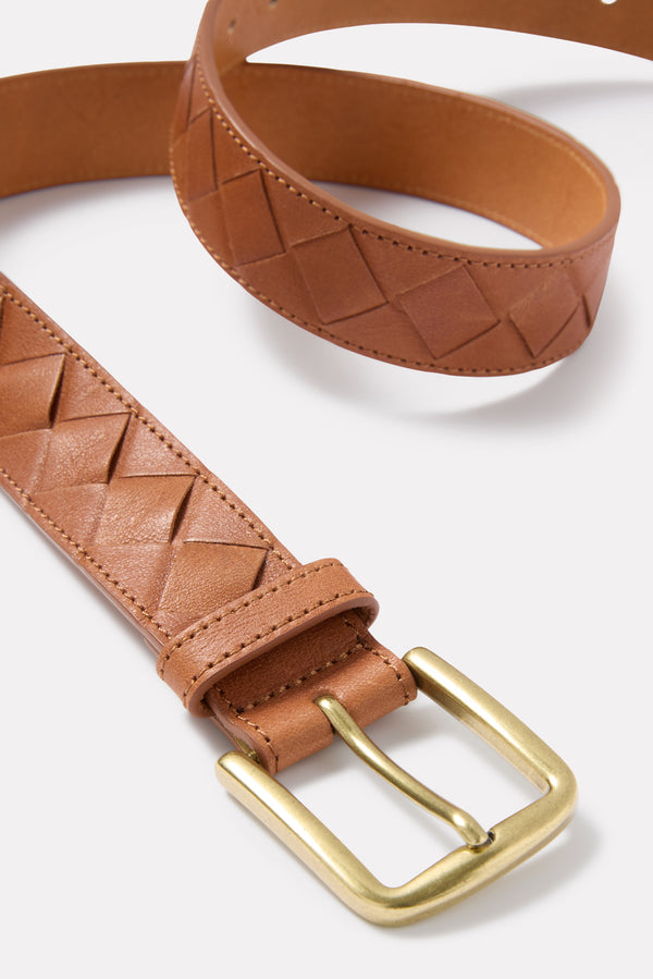 Everve Keaton Basket Weave Belt Cognac