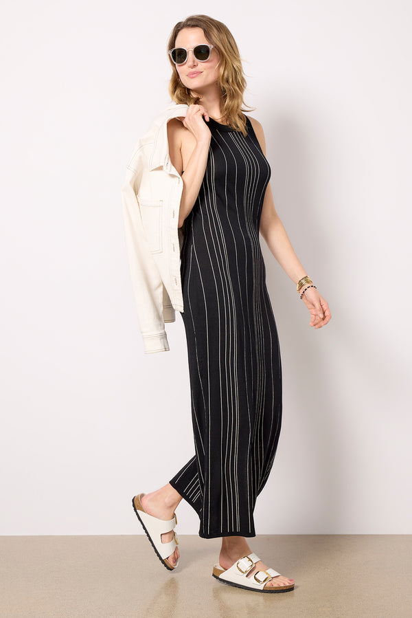 everve Keily Tank Dress Black/Ivorystripe