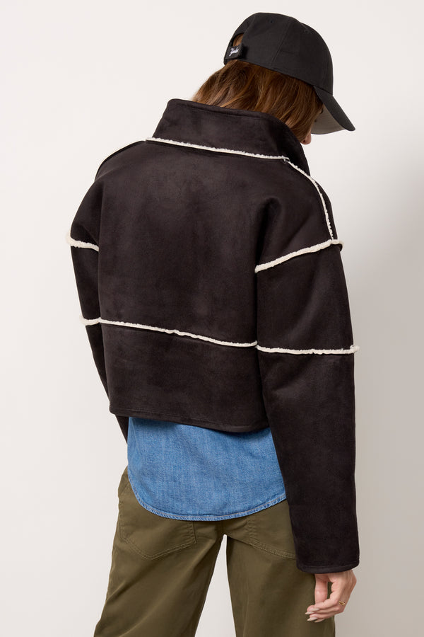 Everve Kelly Sherpa Jacket Black/Ecru