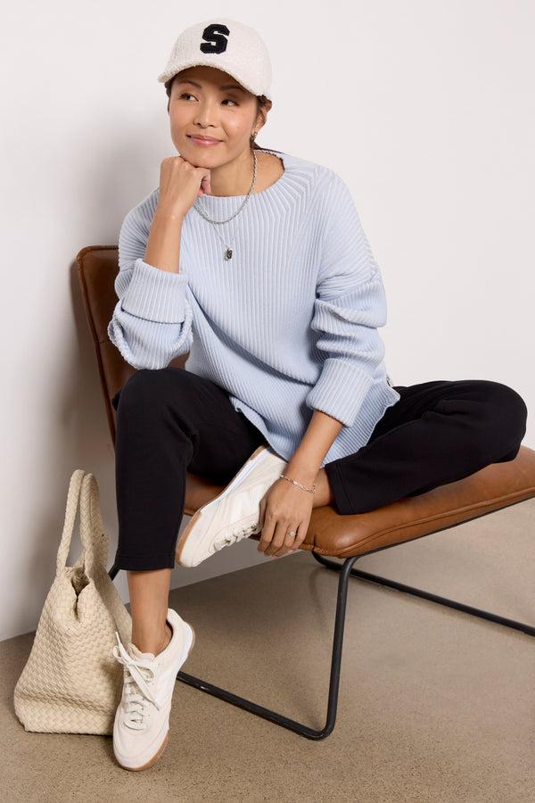 everve Kingsley Mock Neck Knit Paleblue