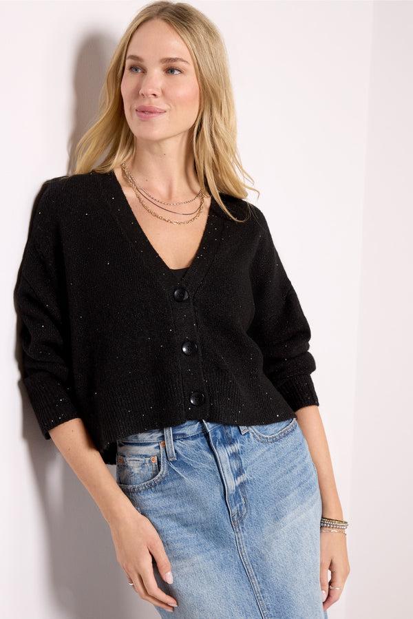 everve Kiya Sparkle Cardigan Black