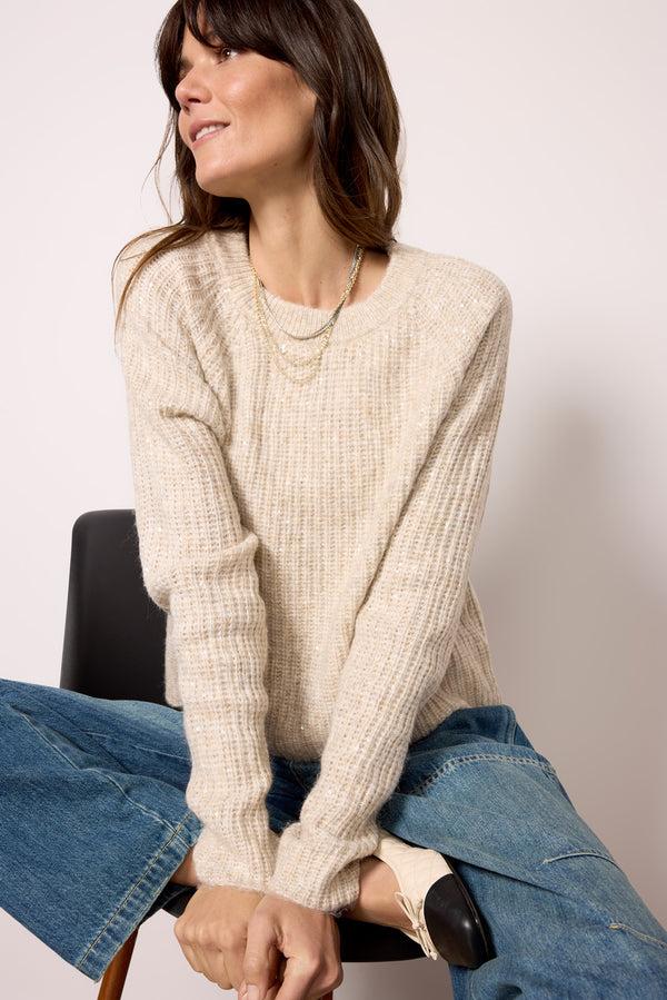 Everve Kori Sequin Pullover Oatmeal