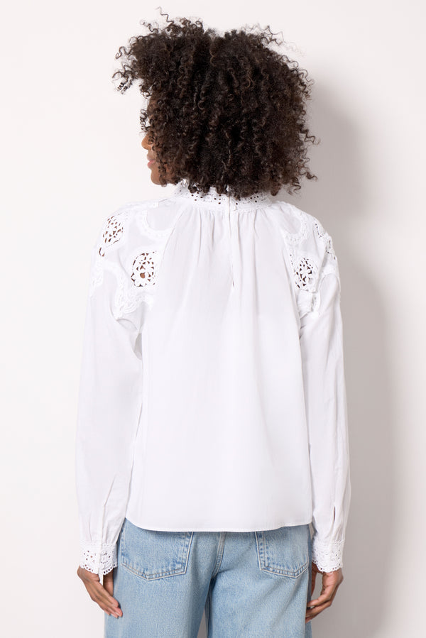 Everve Lace Popover Blouse White