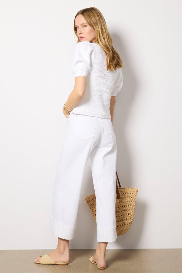 Everve Lana Crop W Cuff Vividwhite