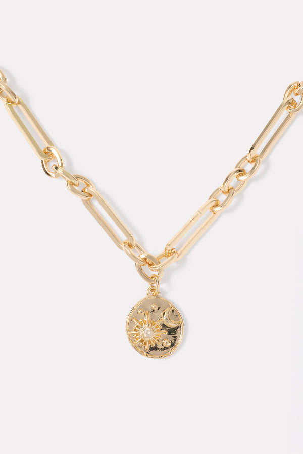 everve LaSalle Long Coin Necklace Gold
