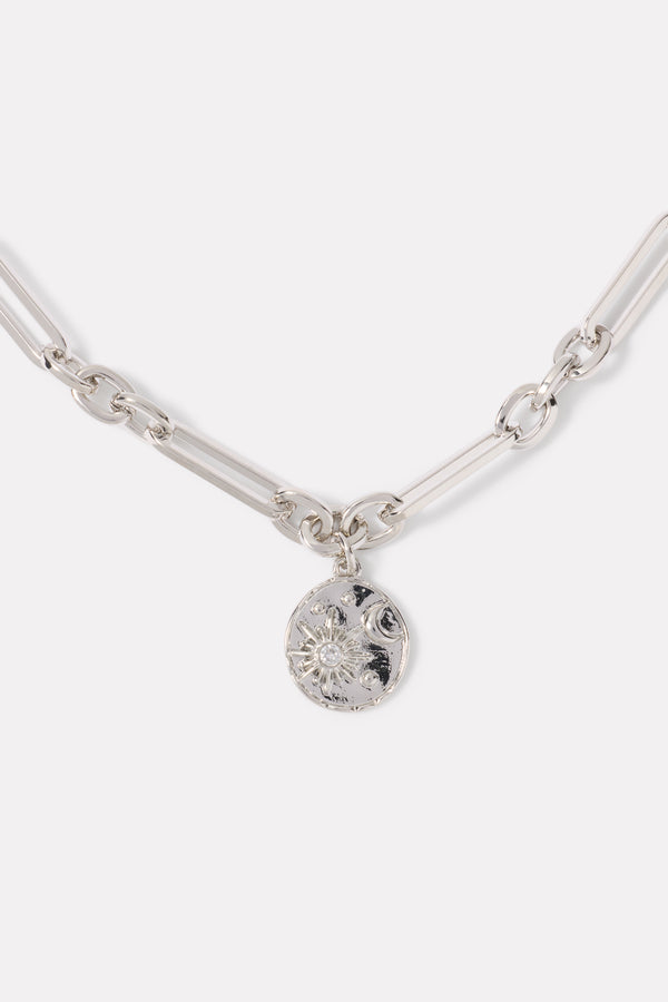 Everve LaSalle Long Coin Necklace Silver