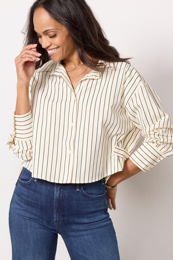everve Laurent Blouse Creamblackstripe