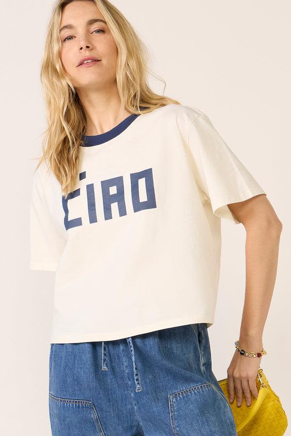Everve Le Carre Tee Cream/Navy