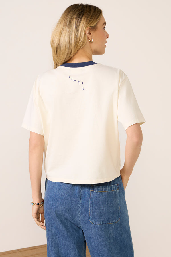Everve Le Carre Tee Cream/Navy