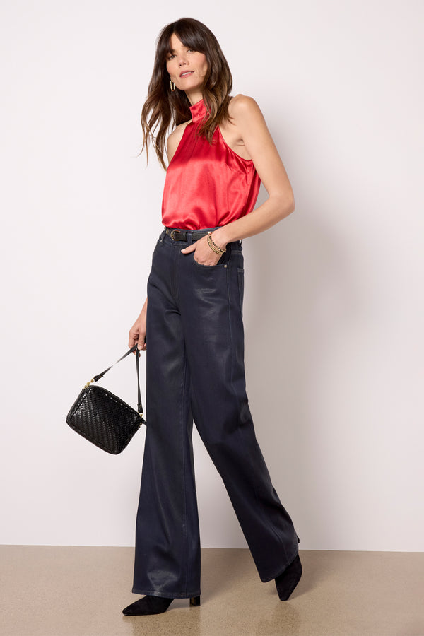 Everve Leah Satin Top Scarlet