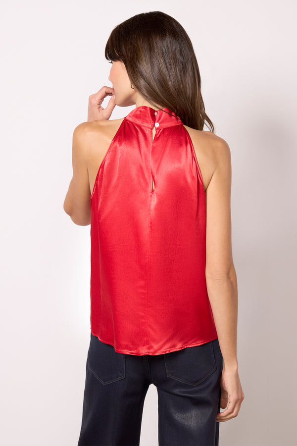 Everve Leah Satin Top Scarlet
