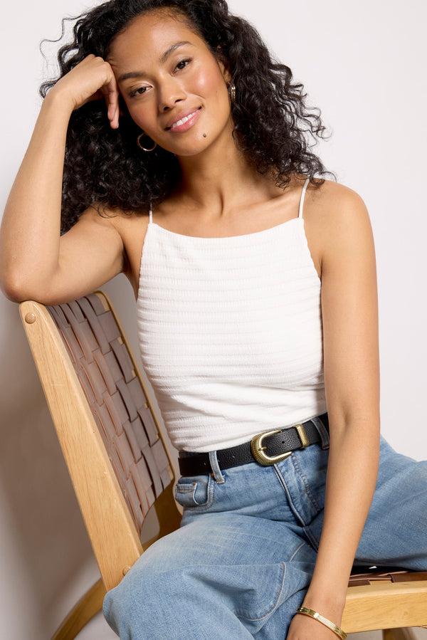 everve Lena High Neck Tank Offwhite