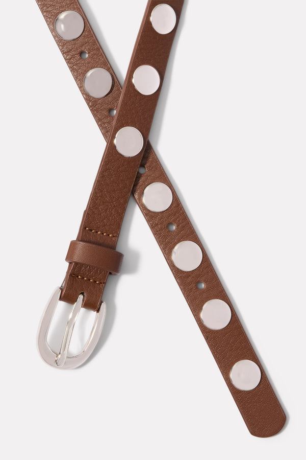 Everve Lennox Studded Belt Brown/Silver