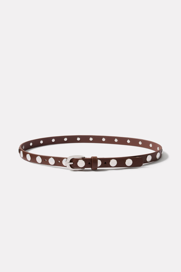 everve Lennox Studded Belt Brown/Silver