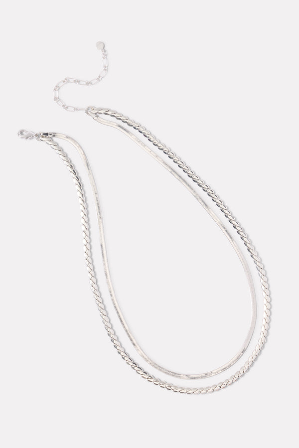 everve Lenora Layered Necklace Silver