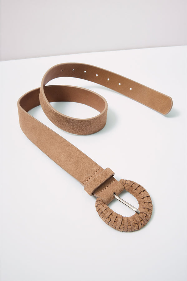 Everve Liana Woven Buckle Belt Tansuede