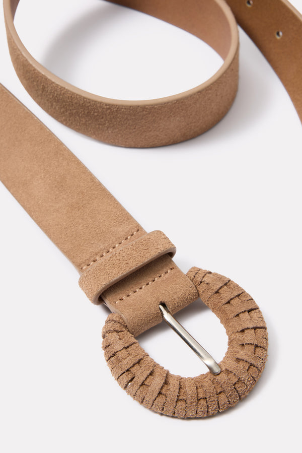everve Liana Woven Buckle Belt Tansuede