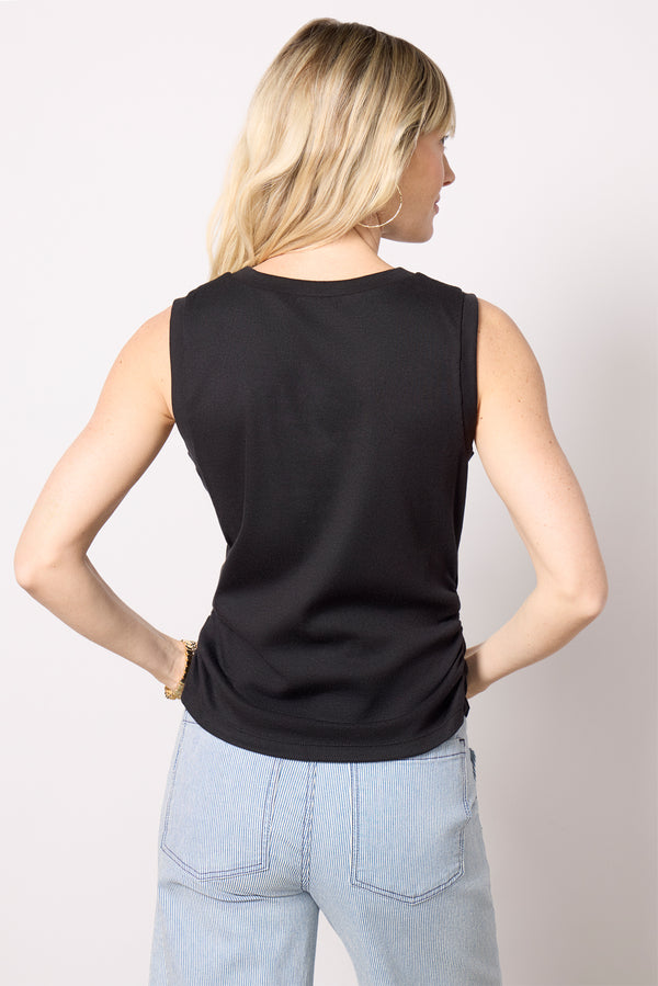 Everve Lilly Ruched Tank Black