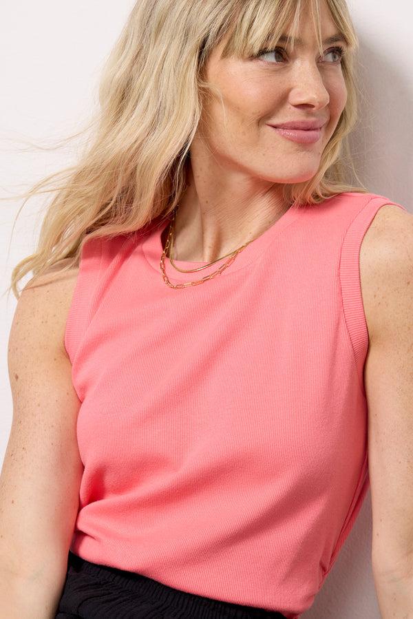 Everve Lilly Ruched Tank Coral