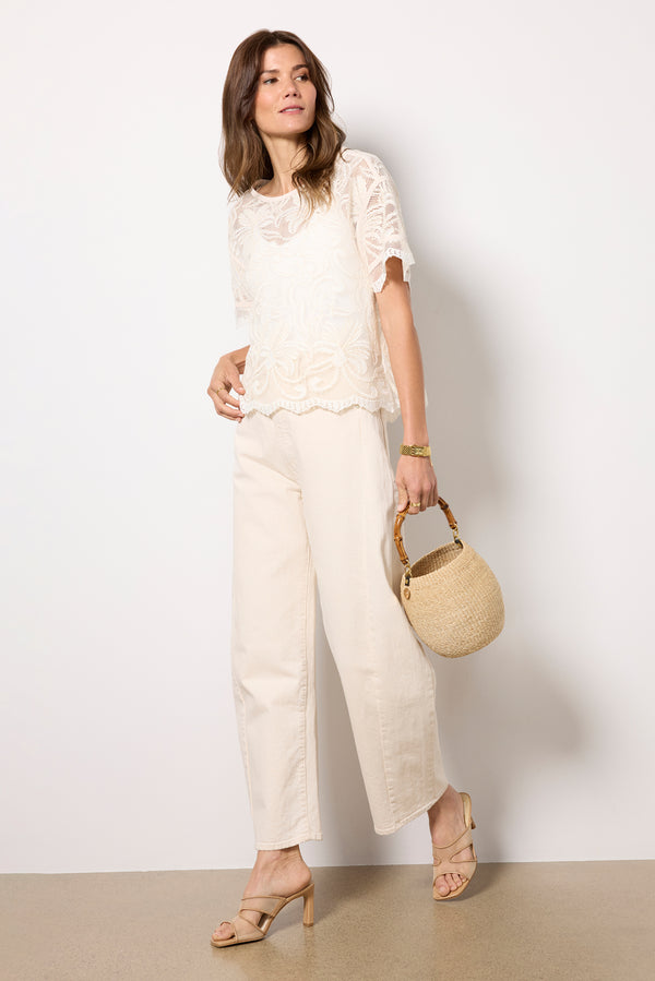everve Lily Lace Dolman Sleeve Tee Neutral