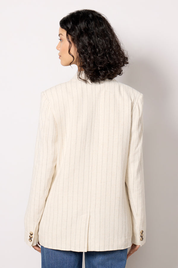Everve Livingston Pinstripe Blazer Flax