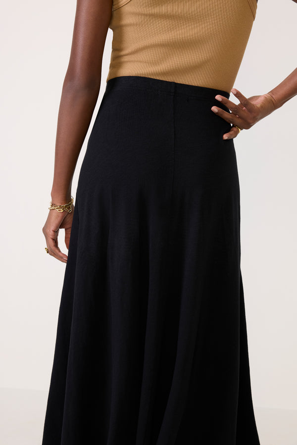 Everve Liza Slub Jersey Skirt Black