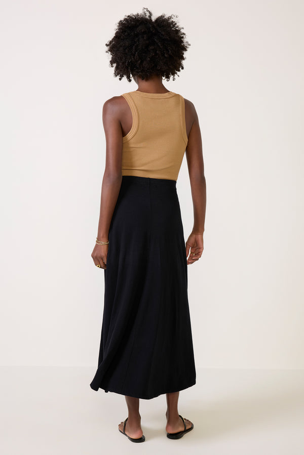 Everve Liza Slub Jersey Skirt Black