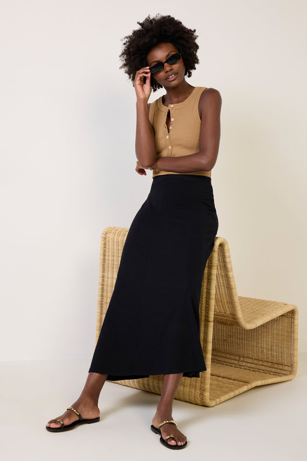 everve Liza Slub Jersey Skirt Black
