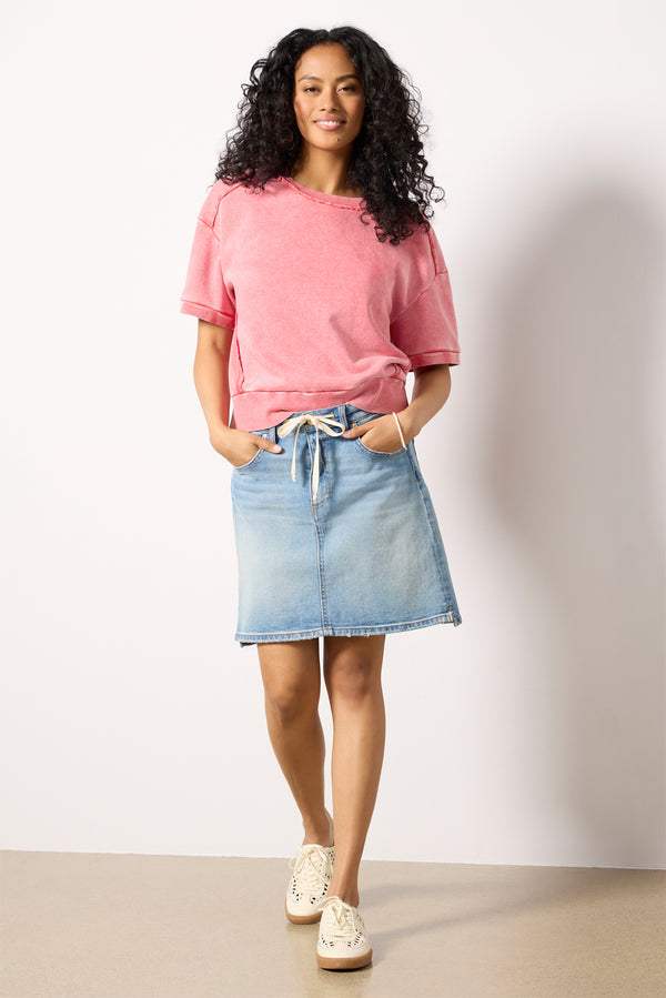 Everve Lizzie Short Sleeve Sweatshirt Cayenne