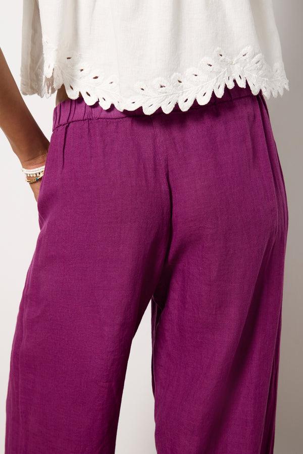 Everve Lola Linen Pant Grapes