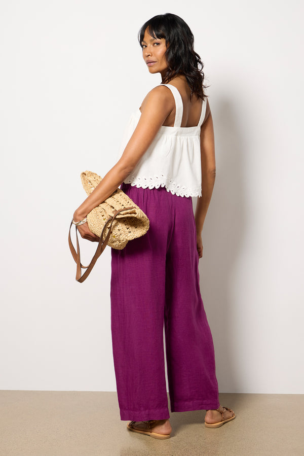 Everve Lola Linen Pant Grapes