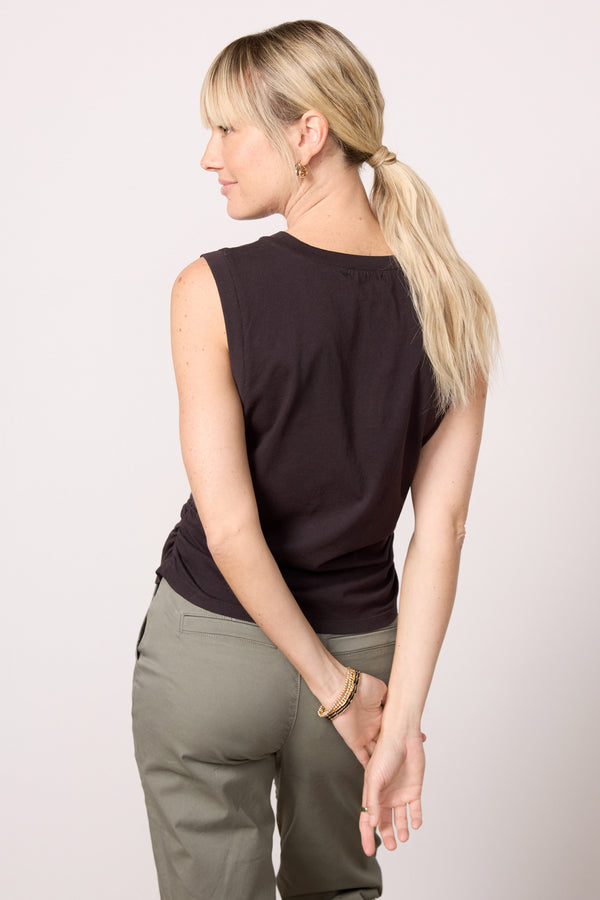 Everve Lola Ruched Tank Black