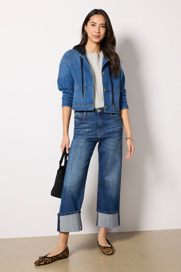 Everve Lolo Hooded Denim Jacket Washeddenim